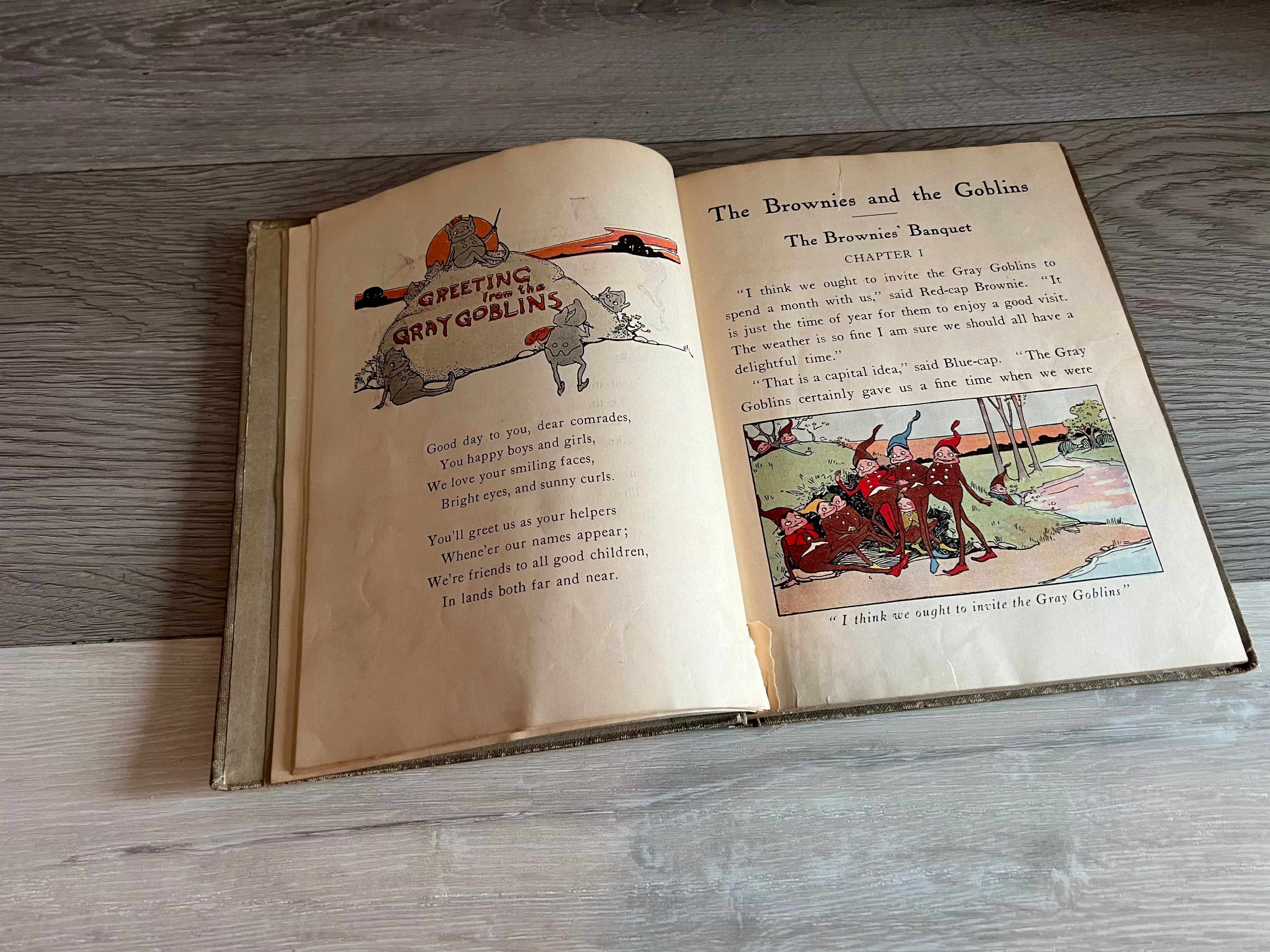 Antique 1919 "The Brownies and the Goblins" by N. Moore Banta
- Vintage Children's Book