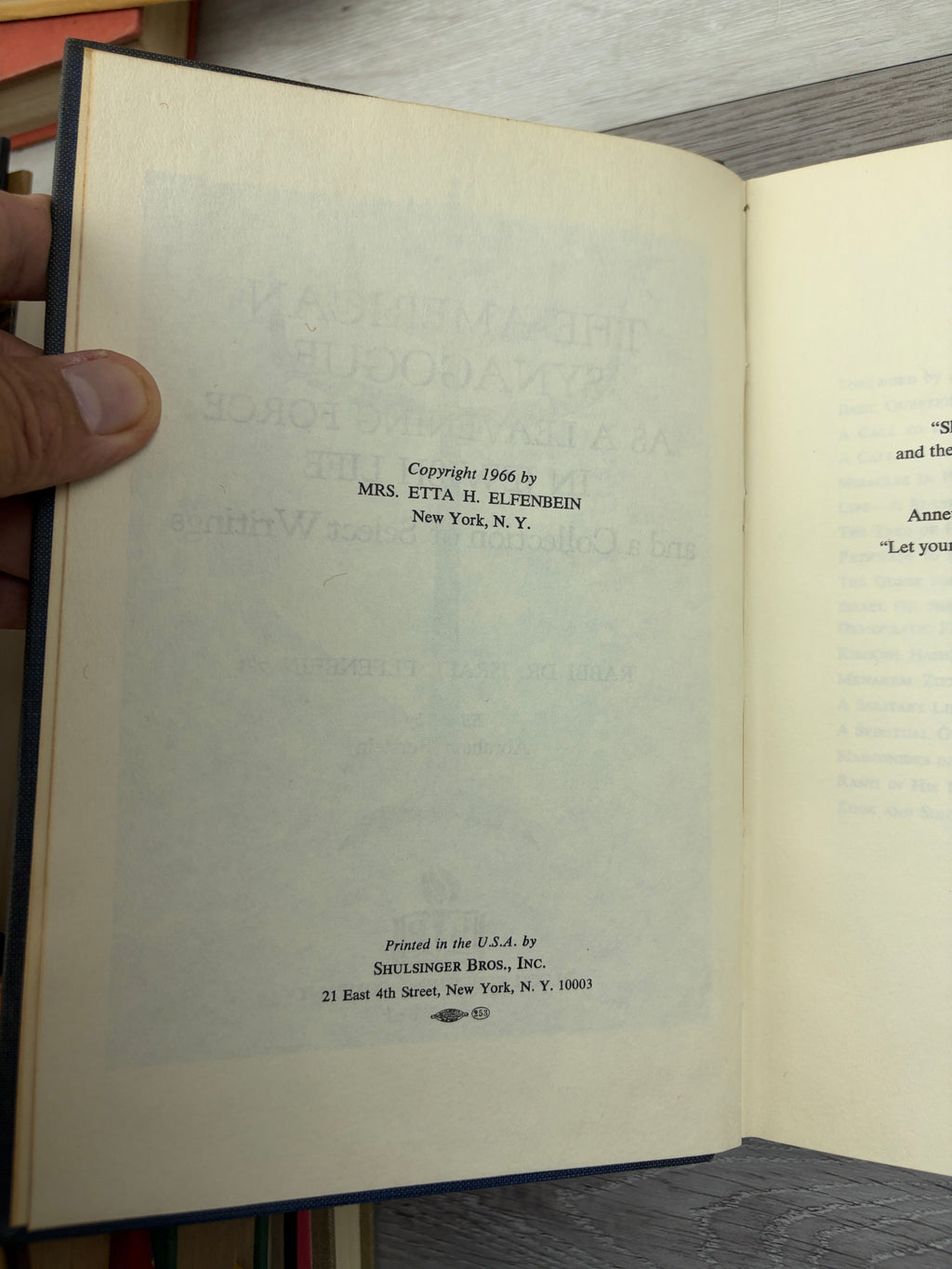 The American Synagogue as a Leavening Force in Jewish Life and a Collection of Select Writings