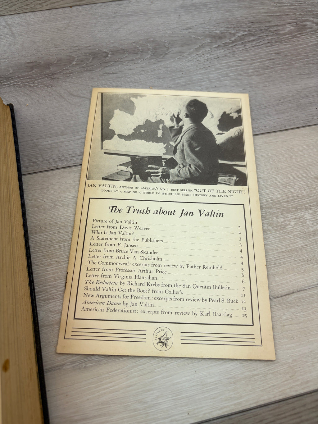 Out of the Night, comes with “Truth About Jan Valtin” pamphlet