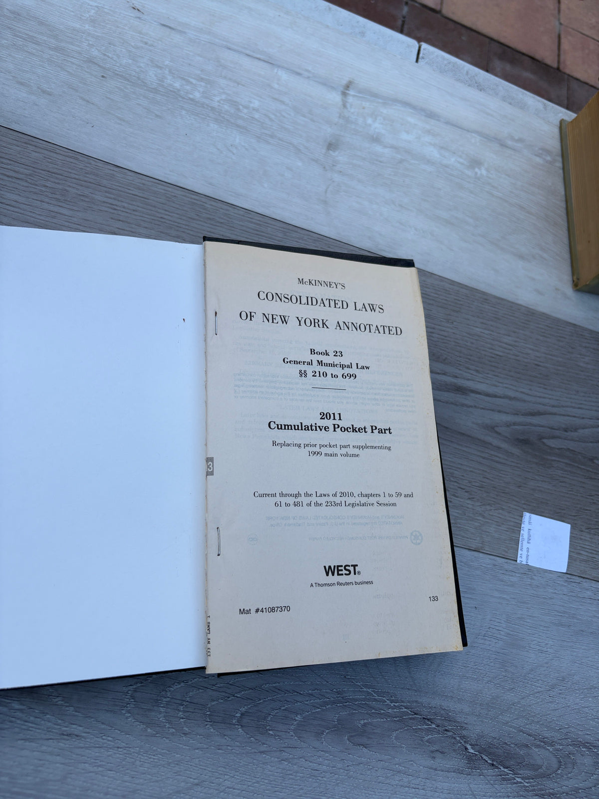 McKinney's Consolidated Laws of New York Annotated. Book 23