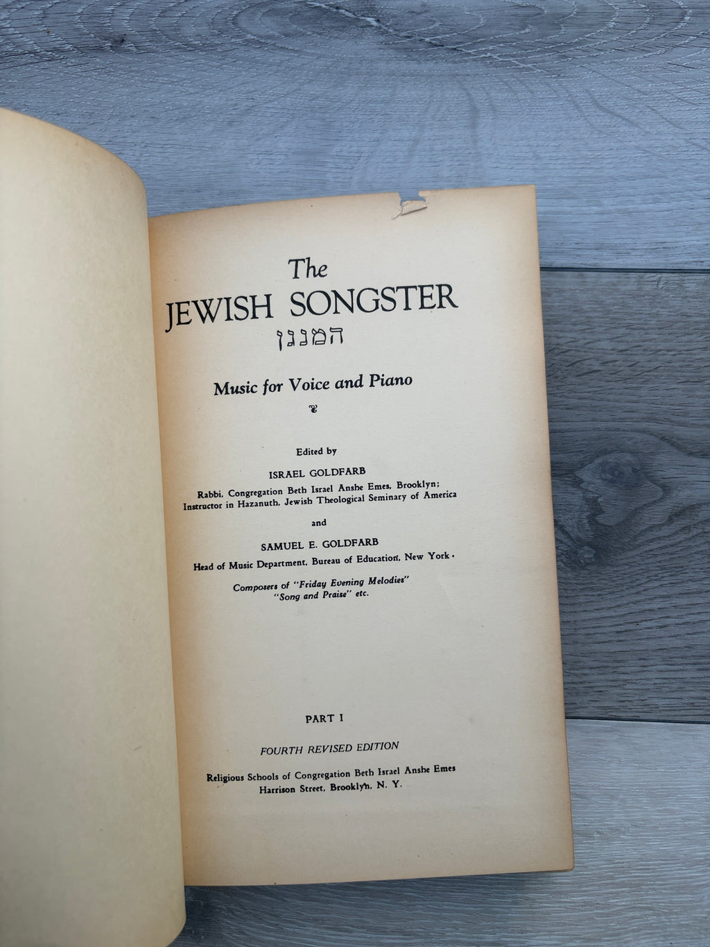 The Jewish Songster: Music for Voice and Piano, Part I