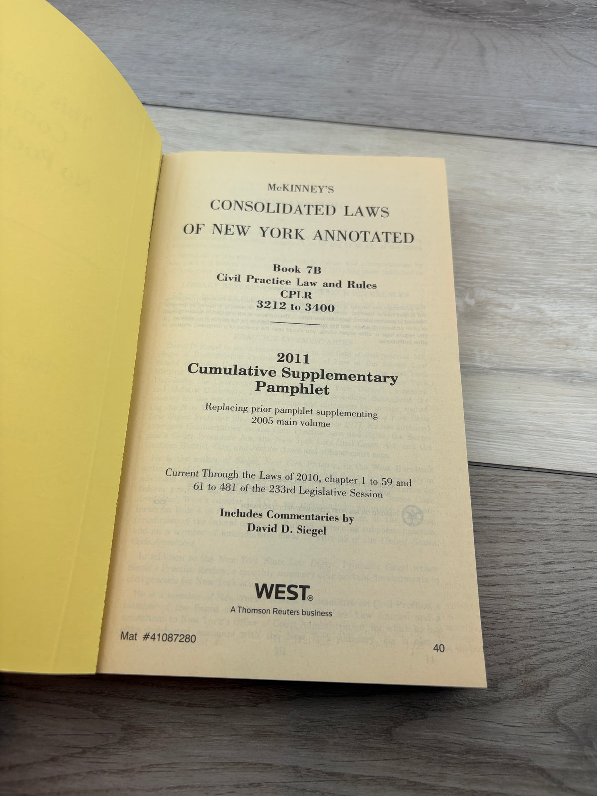 McKinney's Consolidated Laws of New York Annotated, Book 7B