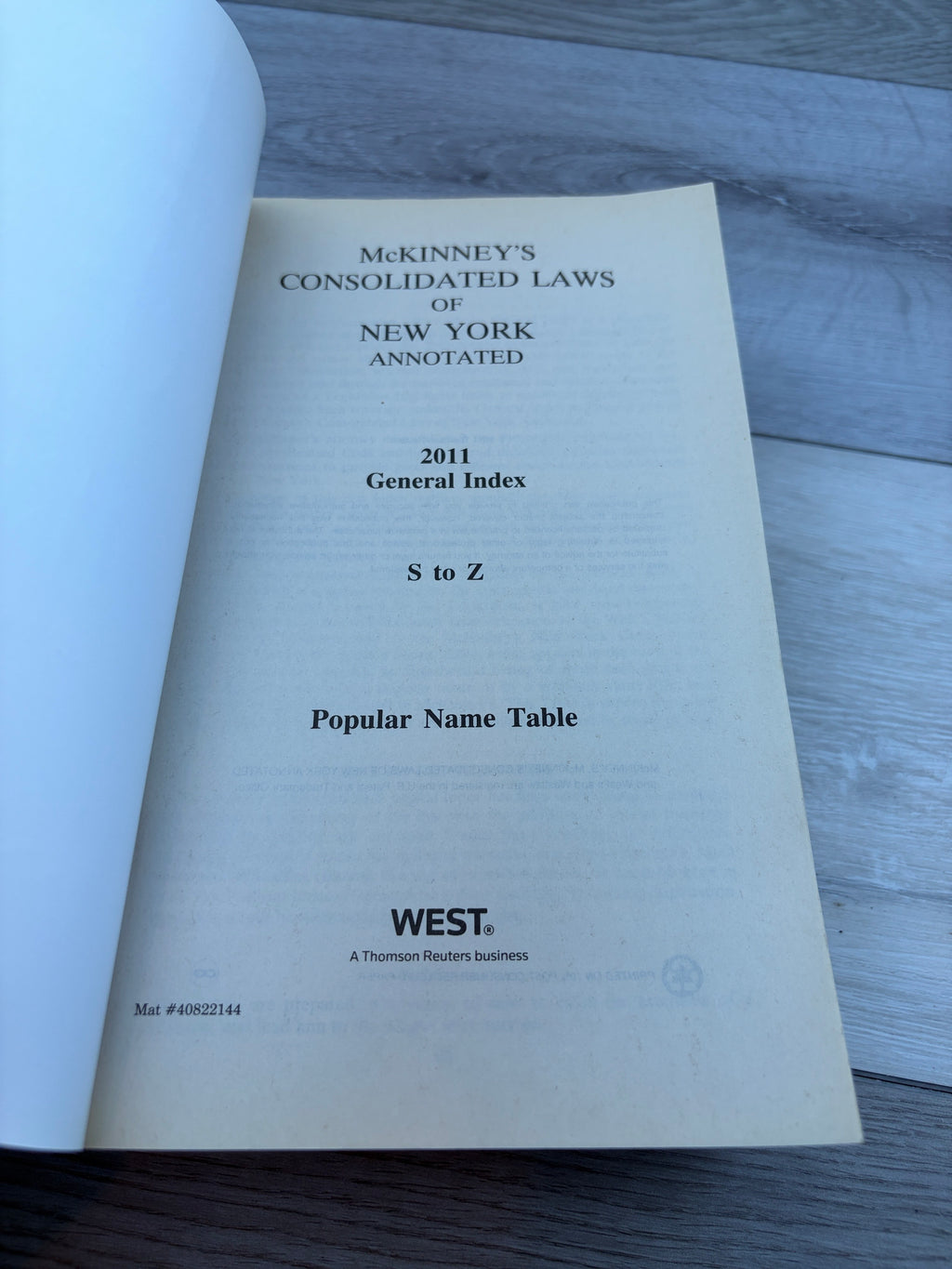 McKinney's Consolidated Laws of New York Annotated 2011