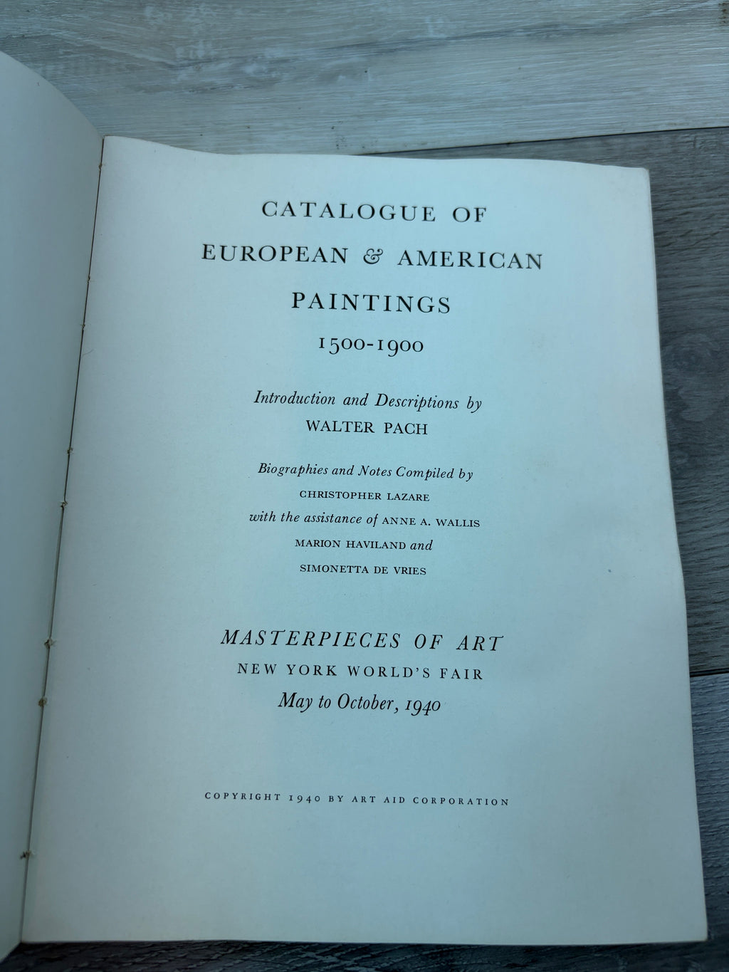 Catalogue of European & American Paintings 1500-1900