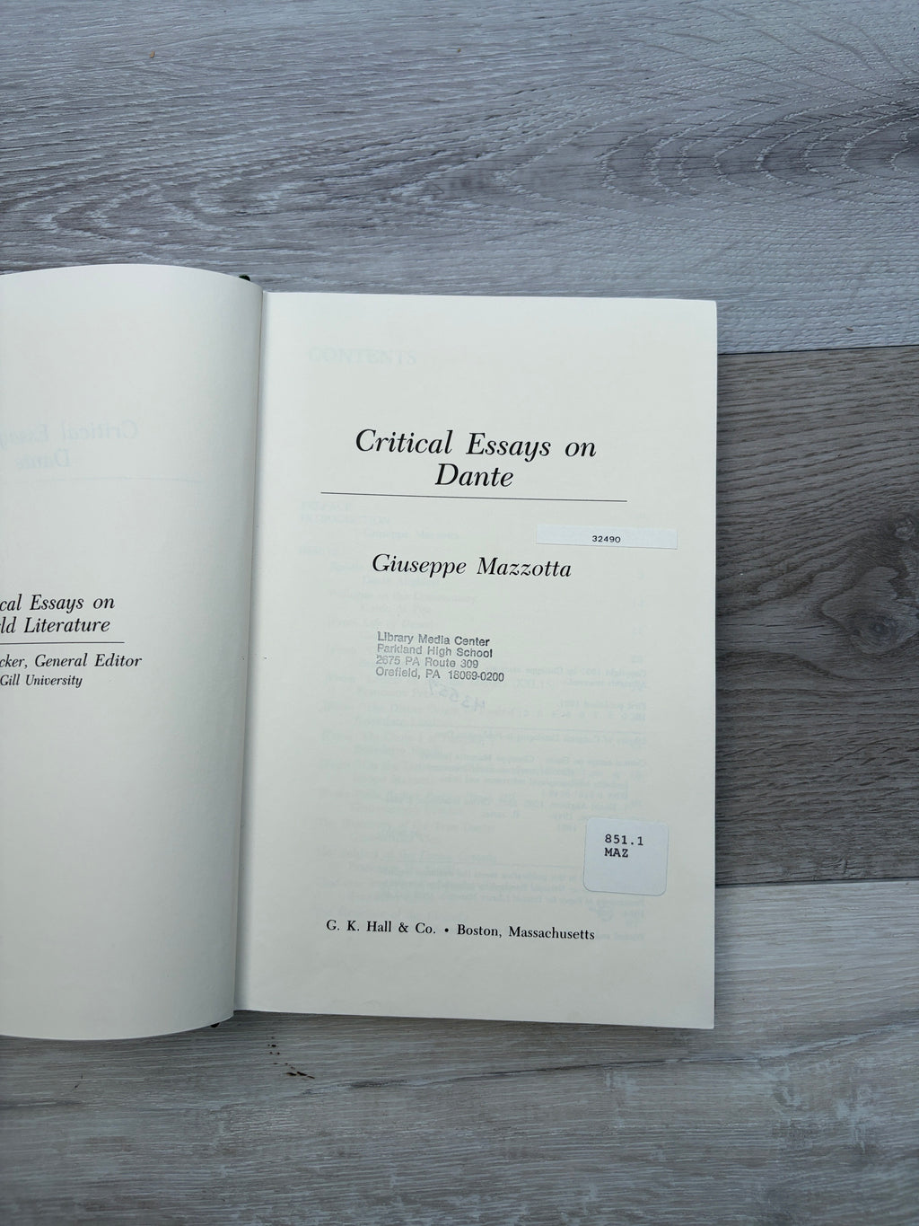 Critical Essays on Dante