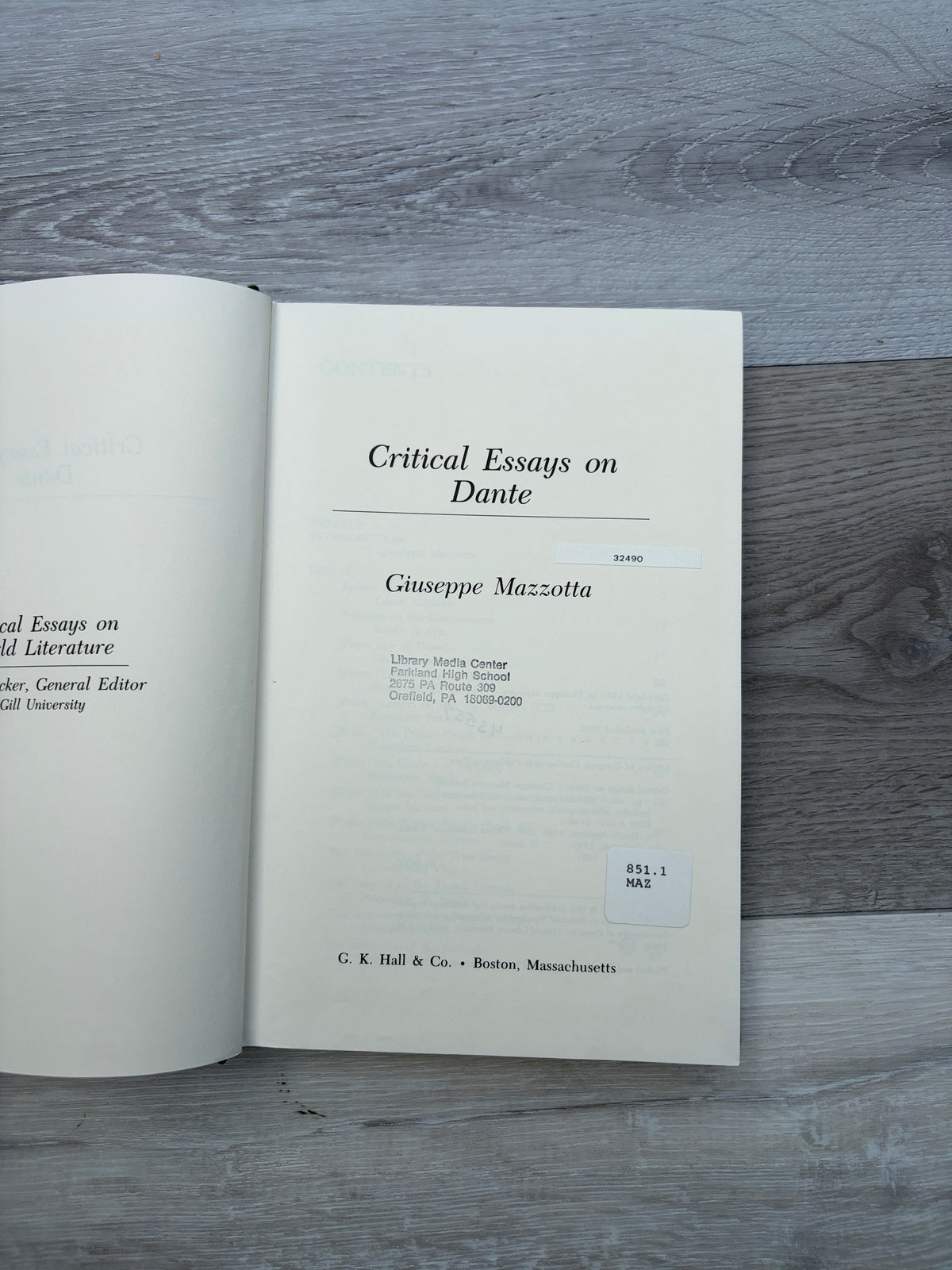 Critical Essays on Dante