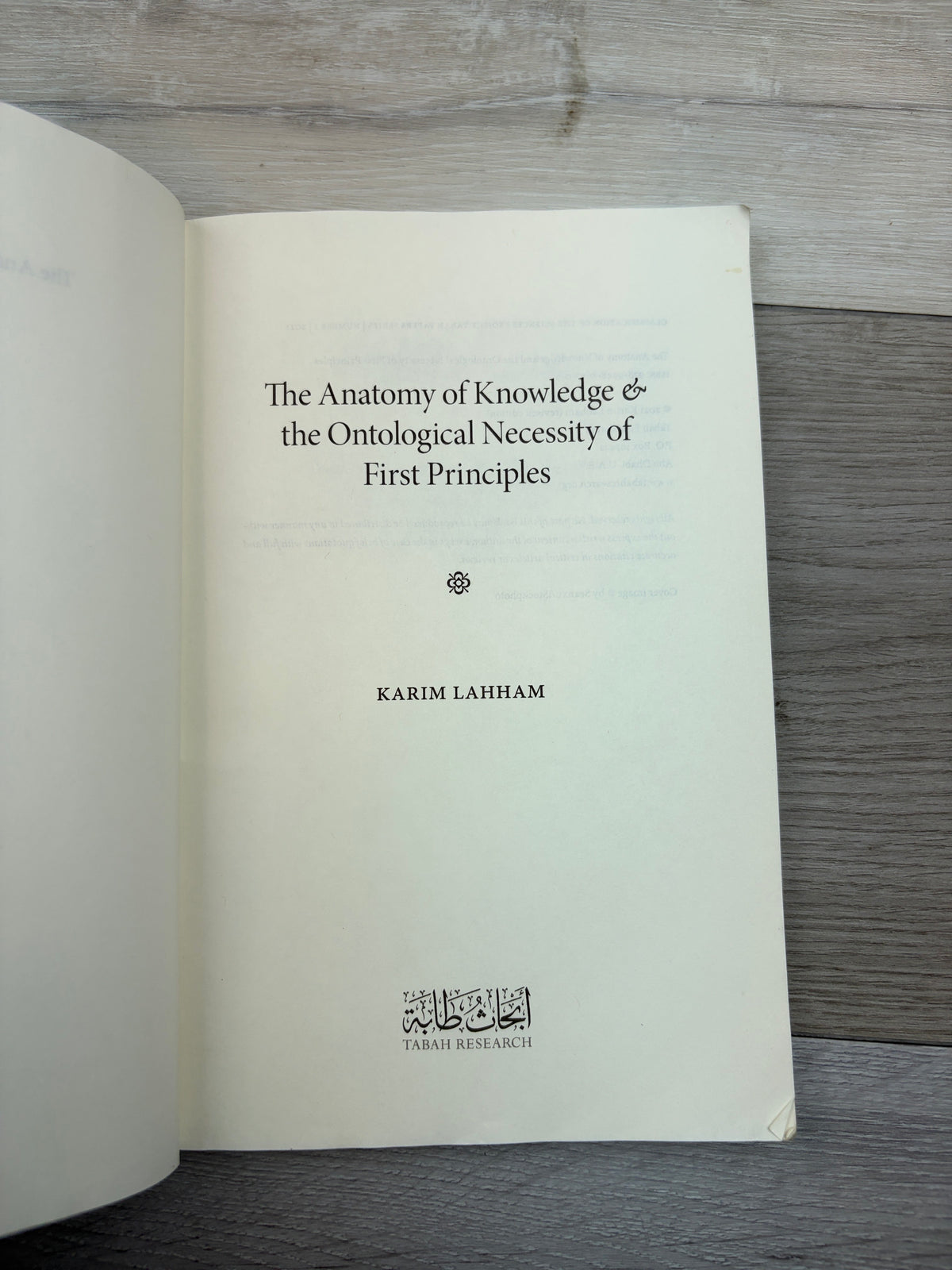 The Anatomy of Knowledge and the Ontological Necessity of First Principles
