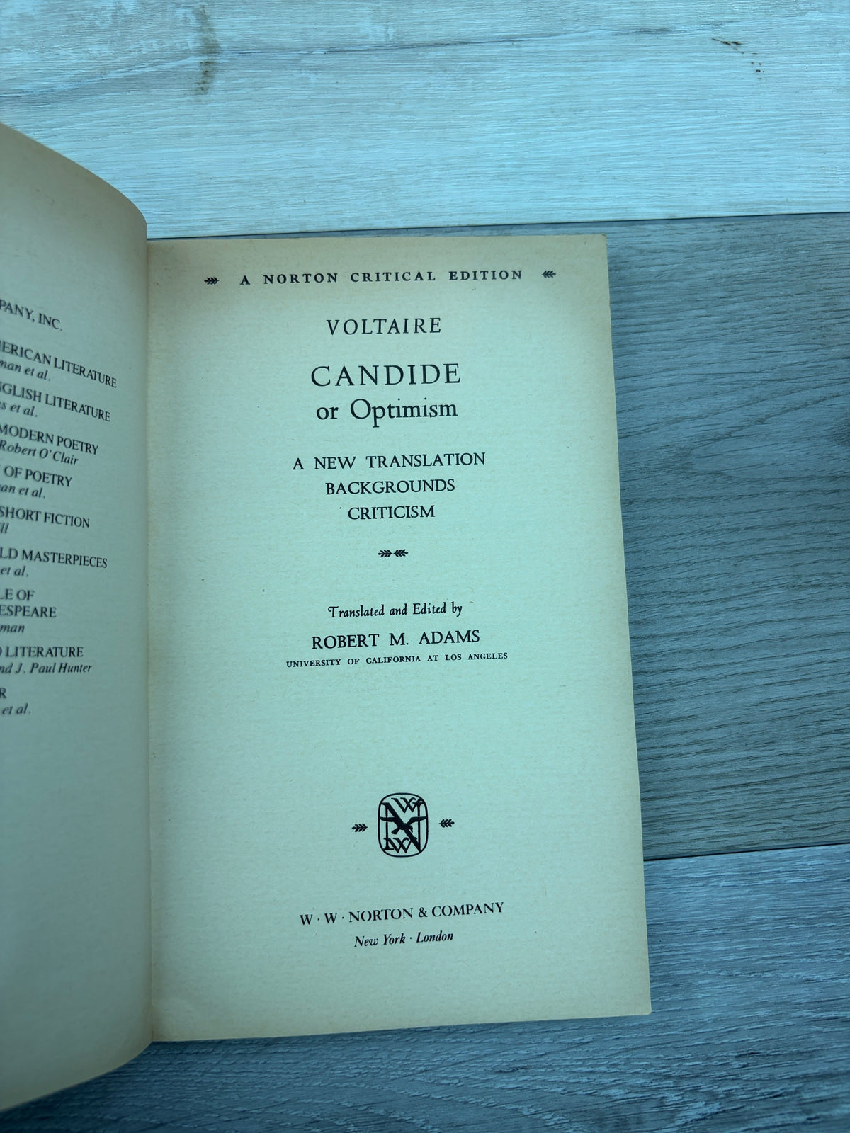 Candide, or Optimism: A New Translation; Backgrounds; Criticism